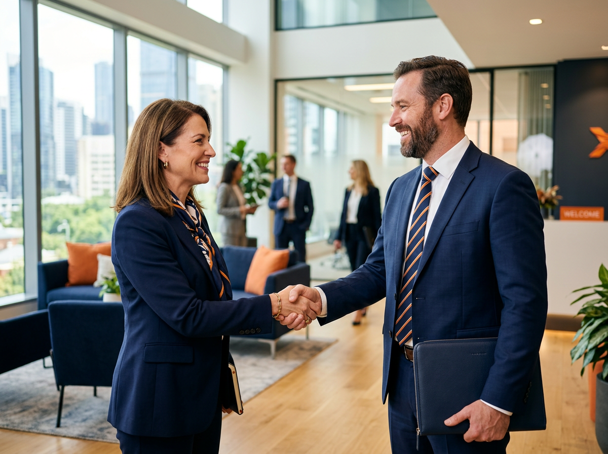 Welcoming business meeting